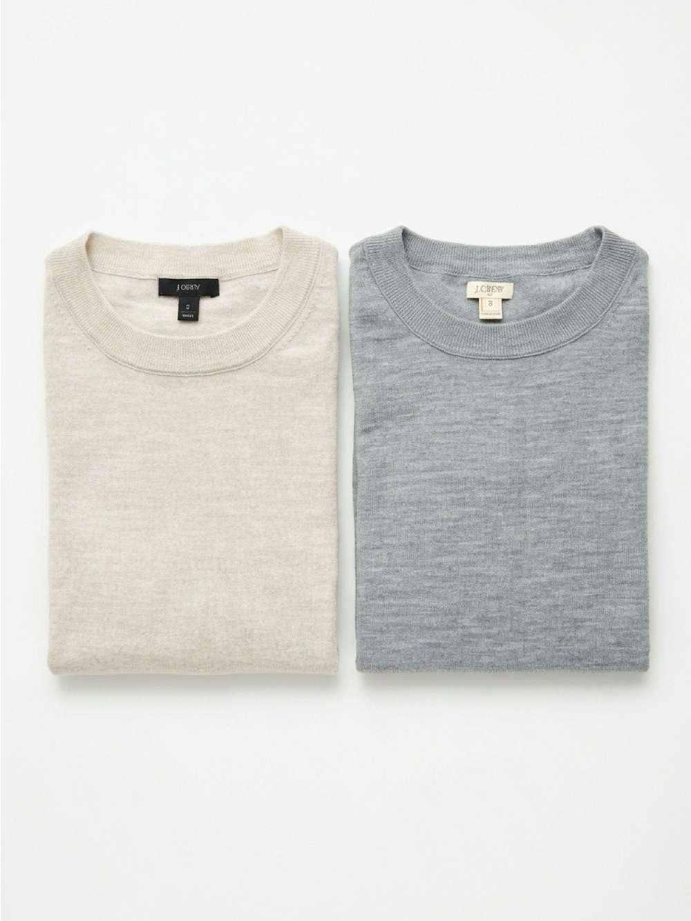 J. Crew Crewneck Sweater Pair — Cream & Light Gray
